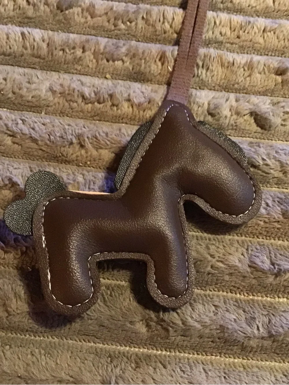Brown leather Pony with Pink Saddle bag charm
